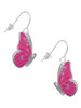 Large Translucent Hot Pink Flying Butterfly French Earrings