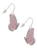 Large Translucent Pink Flying Butterfly French Earrings