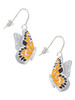 Large Orange & Black Flying Butterfly French Earrings