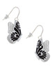 Large Black Flying Butterfly French Earrings