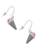 3-D Resin Strawberry Ice Cream Cone with Crystals French Earrings