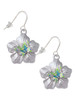 Lime Green & Hot Blue Butterfly on Large Flower French Earrings