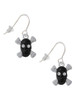 Small Black Resin Skull with Clear Crystals French Earrings