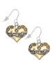 Large Flying Santa on Gold Tone Heart French Earrings