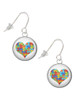 Domed Puzzle Piece Heart French Earrings