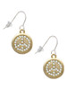 Gold Tone Disc with Crystal Peace Sign French Earrings
