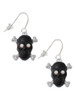 Large Black Resin Skull with AB Crystals French Earrings
