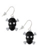Large Black Resin Skull with Clear Crystals French Earrings