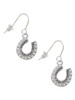 Beaded Clear Crystal Horseshoe with Good Luck French Earrings