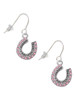 Beaded Pink Crystal Horseshoe with Good Luck French Earrings