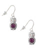 3-D Purple & AB Crystal Owl French Earrings