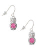 3-D Hot Pink & AB Crystal Owl French Earrings