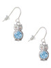 3-D Light Blue & AB Crystal Owl French Earrings