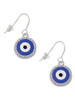 Large Blue Evil Eye with AB Crystal Border French Earrings
