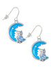 Large Blue Owl on Hot Blue Moon French Earrings