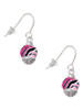 Wide Hot Pink Zebra Print Band Spinner French Earrings