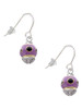 Wide Black Dots on Purple - Gold Tone Spinner French Earrings