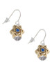 Star of David with Blue Crystal - Gold Tone Spinner French Earrings