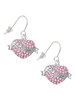 Lil Sister Banner on Pink Crystal Heart French Earrings