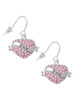 Love Banner on Pink Crystal Heart French Earrings