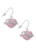 Mom Banner on Pink Crystal Heart French Earrings