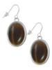 Oval - Imitation Cat's Eye - Brown - French Earrings