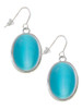 Oval - Imitation Cat's Eye - Dark Teal - French Earrings