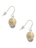 Raised Gold Tone Flowers with Clear Crystals on Barrel Gold Tone Spinner French Earrings