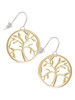 Gold Tone Tree of Life in Circle French Earrings