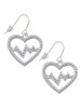 Large Clear Crystal Heart with Heartbeat French Earrings
