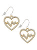 Gold Tone Large Crystal Heart - Heartbeat French Earrings