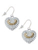 Gold Tone Sisters Rock on Clear Crystal Heart French Earrings