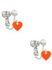 Acrylic 5/16" Orange Heart Clip On Earrings