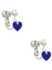 Acrylic 5/16" Navy Blue Heart Clip On Earrings