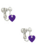 Acrylic 5/16" Purple Heart Clip On Earrings