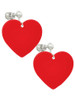 Acrylic 1" Red Heart Clip On Earrings