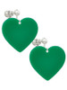 Acrylic 1" Green Heart Clip On Earrings