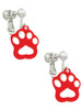 Acrylic Small Paw Red Clip On Earrings