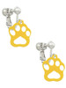 Acrylic Small Paw Yellow Clip On Earrings