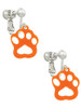 Acrylic Small Paw Orange Clip On Earrings