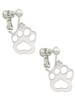 Acrylic Small Paw Mirror Silver Tone Clip On Earrings