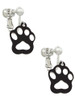Acrylic Small Paw Black Clip On Earrings