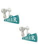 Acrylic 3/4" Teal Cheer Megaphone Clip On Earrings