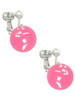 Acrylic Small Pink Disc Volleyball Player Clip On Earrings