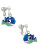 Resin Blue Fish with Pink Polka Dots Clip On Earrings