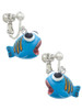 Resin Blue Fish with Orange Stripes Clip On Earrings