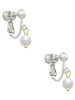 6mm Glass Imitation Pearl Gold Tone Bead Drop Clip On Earrings
