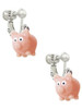 Resin Pink Pig Clip On Earrings