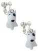 Resin White Bull Terrier Dog Clip On Earrings