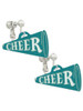 Acrylic 1.25" Teal Cheer Megaphone Clip On Earrings
